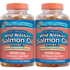 [사은품증정] Pure Alaska Omega 와일드 알라스칸 연어유 1000mg 210정 (소프트젤) Wild Alaskan Salmon Oil 210 sgels, 2개 - 브릴리언트연어오일