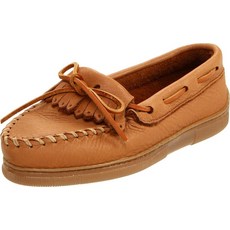 [미국직배송] Minnetonka 여성용 Moosehide 프린지 킬티 모카신 천연 10 Wide 미네통카