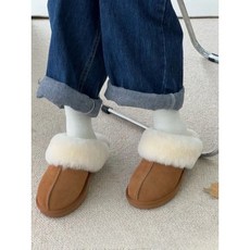 고퀄리티 소가죽 양털 슬립온 어그 슬리퍼 굽4.2CM