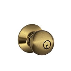 Schlage F51A ORB 609 Orbit 노부키 입력 잠금 골동품 황동 (Orbit Standard Antique Brass), Orbit, Standard, Antique Brass