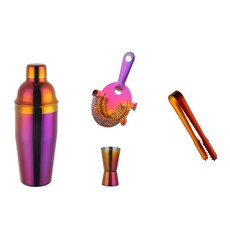 칵테일쉐이커 바텐더용품 스테인레스 스틸 칵테일 셰이커 세트 얼음 분쇄 필터 측정 컵 마티니 보스턴 바텐더 키트 바 도구 ml, No.3-4PCS-B, No.3-4PCS-B, 1개
