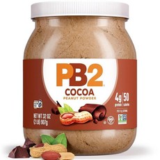 PB2 순수 땅콩 버터 파우더 - [0.9kg(2파운드)/32온스 병] - 설탕 무첨가 소금 무첨가 방부제 무첨가 - 100% 천연 로스트 땅콩 - 식물성 단백질 6g, 코코아