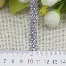 GEEKI 옷 수선 재봉 재단 미싱 바느질 부자재 5m 골드 실버 레이스 트림 리본 커브 패브릭 지 네 꼰 웨딩 공예 diy 의류 액세서리 홈 장식, [10] 1cm silver LC025, 1개