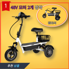 삼발이 삼륜 세발 전동차 전기스쿠터, 48V 더블, 25Ah, 화이트