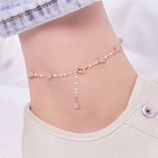 에바주얼리 데일리 팅클 14K 2푼 체인 드롭 금 발찌 상품 이미지