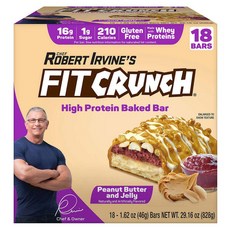 Fit Crunch 핏 크런치 하이 웨이 프로틴 베이크 바 땅콩버터 젤리 단백질바 18개입 828g 1개