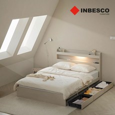 100% 국내생산 알파인LED 3서랍 수납침대 + 매트리스 세트 SS Q 본넬 독립, 라이트오크