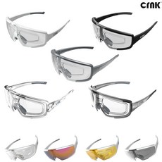 크랭크 CRNK 호크아이 스포츠 라이딩 자전거 고글 선글라스 /도수클립 렌즈4종 제공, 블랙