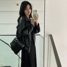 블랙 레더 재킷 나라는가수 수지 가죽자켓 옷 패션 의상 데일리 캐주얼