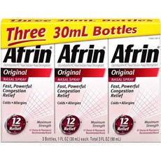 Afrin 아프린 오리지널 비강 스프레이 3팩 1팩당 1플 오즈, 1 Fl Oz (Pack of 3), 3개, 30ml