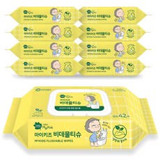 그린핑거 마이키즈 비데물티슈 캡형, 55g, 42매, 9개