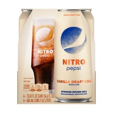 미국 NITRO Pepsi 니트로 나이트로 펩시 콜라 바닐라 드래프트 404ml 4캔, 4개