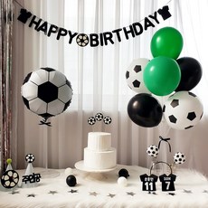 재미제이 축구생일파티 축구공풍선 해피벌스데이 가랜드 3종세트 아들생일파티