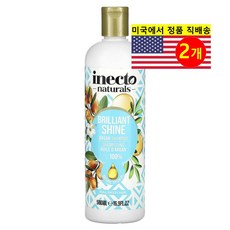 Inecto 곱슬머리 모발 두피 관리용 내추럴스 브릴리언트 샤인 아르간 샴푸, 2개, 500ml