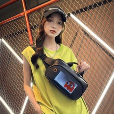 YAPOGI 남여공용 LED 픽셀 숄더백 페션 방수 힙색, 블랙, 1개