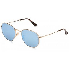 Ray-Ban RB3548N Flat Lens Hexagonal Sunglasses Shiny Gold/Blue Flash 54 mm Ray