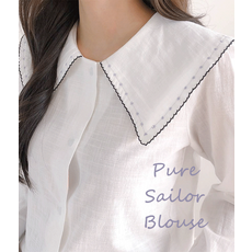 순수 세일러카라 자수 블라우스 (3color)