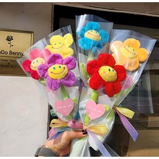 조화 한송이 스마일 인형 꽃다발 6종, 혼합색상, 1세트 혼합색상, 6개