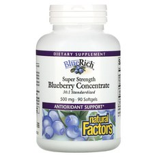 Natural Factors BlueRich 고강도 블루베리 농축물 500mg 소프트젤 90정, Natural Factors BlueRich 고..., 1개