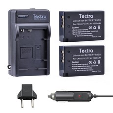Tectra 2 PCS LP E17 리튬 이온 배터리 + 디지털 충전기 + 캐논 EOS 200D 반란군 T6i 750D T6s 760D 800D M3 8000D 키스 X8i|d, 단일, 1개, 단일