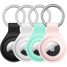 키체인 보호용 에어태그 홀더 휴대용 키링 커버 간편한 설치 2팩블랙이 포함된 JETech 실리콘 케이스 2021, 4 Pack, Black/White/Pink/Mint Green, 1개
