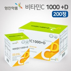 영진식품 비타민 C D 정 비타민C 1000MG 비타민D 400IU 비타민시 비타민씨 비타민D3 비타민CD 비타민DC, 1개, 200정