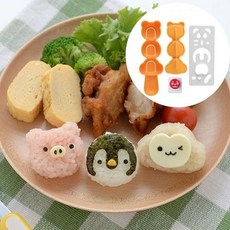 동물원 친구들 주먹밥틀 김펀치 세트 (773162) 소풍 도시락 꾸미기, 1개