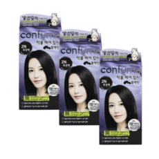 컨퓸 간편 헤어 크림 쉽고빠른 새치 전용 부분 뿌리 염색 약 3N 진한갈색 3EA, 3개