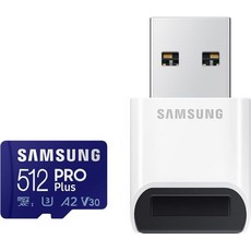 SAMSUNG PRO Plus microSD 메모리 카드 + 어댑터 512GB MicroSDXC 최대 180MBs Full HD 4K UHD UHSI C10 U3 V3, 512GB incl. USB Reader, Micro SDXC, PRO Plus (160MB/s)