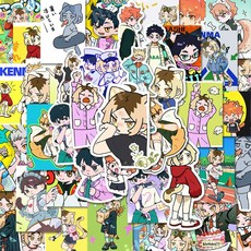 하이큐 스티커 히나타 쇼양 애니 캐릭터 diy 장식 휴대 전화 스티커, 사진 50장(반복되지 않음) 보관함 포함