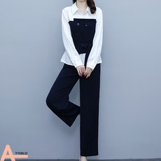 [N] 아뗄릭 가을 레이스 업 슬림 셔츠 하이 스트레이트 팬츠 투피스 세트 01290