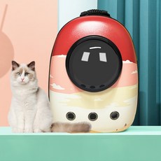 캣백 도그백 고양이가방 강아지가방 외출용 양어깨 고양이 백팩 애완동물가방 동물가방 강아지포대기 개모차 바리켄넬, 노을빨강 + 표준개