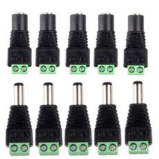 10pcs 12V DC 전원 커넥터 플러그 잭 남성 여성 소켓 배럴 CCTV 카메라 용 2.1mm x 5.5mm 어댑터 LED 스트립 공급 터미널, 5Pairs, 01 5Pairs