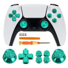 PS5 컨트롤러용 톰신 금속 버튼 교체 키트 - 알루미늄 엄지손가락 O X 사각 삼각형 및 Dpad 액세서리 PlayStation 5 DS 컨트롤러녹색와 호환됨, Black, 1개