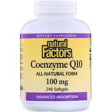 [미국직배송] Natural Factors 코엔자임 Q10 100 mg 240 소프트젤, 1개, 상세내용참조