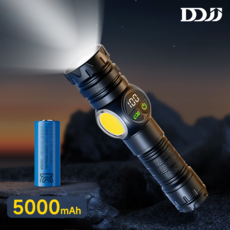 DDJJ 초강력 led 손전등 멀티 충전식 고휘도 밝기 조절 후레쉬 5000mAh 베터리 잔량 표시 캠핑 필수템