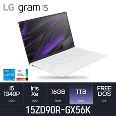 LG전자 2023 그램15 15ZD90R-GX56K - 초경량 최신식 노트북 *사은품증정*, W, 코어i5, 1TB, 16GB, Free DOS
