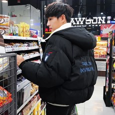 kirahosi 트렌디 남성 후드 숏 패딩 오버핏 청소년 210호+덧신증정 DE0ft2pa