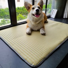 오르카홈펫 여름 냉각 매트 통기성 애완 동물 개 고양이 수면 매트 자체 냉각 매트리스, 베이지, l