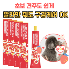 펫생각 하루치카 덴탈 클린 바르는 강아지 치약 입냄새 치석 제거 충치 잇몸염증 딸기향 메론향, 4개