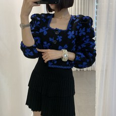 바이름 / 클.로버 스퀘어넥 부클 퍼프 자수자켓