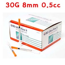 [PLANB] BD 인슐린주사기 100개 (1팩) 30G 8mm 0.5cc 일체형혈당 측정 사혈 체크 시험 여드름 바늘 당뇨 P/B : 235A1B+710, COUPANG :  1