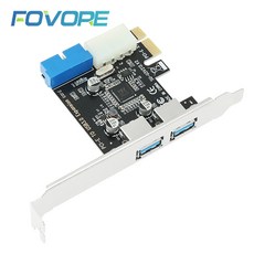 USB PCI e 어댑터 2 포트 USB 3 PCI e 어댑터 카드 PCI e USB3.0 19 20 핀 변환기 컨트롤러 PC 용 PCI e USB3 확장 보드|추가 카드|, 1개, 단일, 단일