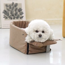 개과천선 카일 강아지 콘솔 카시트 패브릭 개방형 드라이빙킷 이동장 차량용 외출용품 소형견, 모카 베이지, 1개