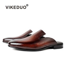 Vikeduo- 2020 가죽 레이저 슬리퍼 남성 신발 수동 캐주얼 패션