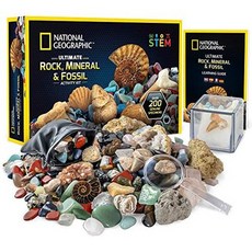 NATIONAL GEOGRAPHIC Rocks amp; Fossils Kit 200 개 세트에는 Geodes Real Fossils Rose Quartz Jasp, One Color_Ultimate Rock Colle, One Color_Ultimate Rock Colle, One Color