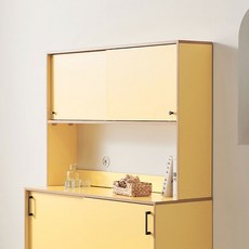 주방 상부장 홈카페 수납장 그릇장 부엌장 1200, 옐로우