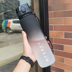 여물통 대용량 스포츠 물병 누수 방지 플라스틱 컵 야외 여행 휴대용 저그 1 리터, [02] 여물통 1000ml, 500ml, [01] black white, 1개