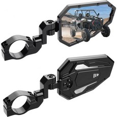 KEMIMO 알루미늄 UTV 사이드 뷰 미러 1.75"-2" 윈드쉴드가 있는 롤바 폴라리스 RZR 터보 XP1000 캔 암 탈론 가와사키와 호환 내구성 분리형 교체형 미러, Black, 1개
