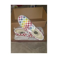 Brand New Vans Authentic Unisex Slip-On Rainbow Pride Checkerboard Skate Shoes